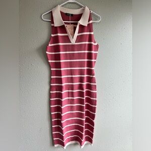 Striped Pink and White Sleeveless Dress